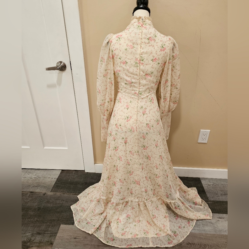 Vintage Floral Prairie Maxi Dress Cottagecore Gunne Sax Inspired - Picture 2 of 12